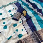 Soft Dola Silk Bandhani Saree with Jacquard Border - Blue