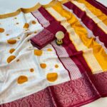 Soft Dola Silk Bandhani Saree with Jacquard Border - Yellow