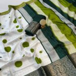 Soft Dola Silk Bandhani Saree with Jacquard Border - Light Green