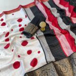 Soft Dola Silk Bandhani Saree with Jacquard Border - Red