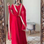 Elegant Fox Georgette Gown with Matching Dupatta | Super Hit Collection - Red