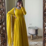 Elegant Fox Georgette Gown with Matching Dupatta | Super Hit Collection - Yellow