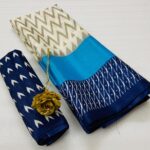 Pure Khadi Silk Saree with HD Ikkat Print & Tassel Pallu - Blue