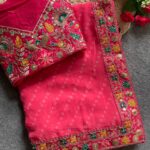 Shringar Bandhej Georgette Saree with Minakari Multi-Sequence Border - Pink