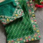 Shringar Bandhej Georgette Saree with Minakari Multi-Sequence Border - Light Green