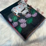 Pure Chanderi Cotton Saree adorned with a stunning Kalamkari digital print - Black