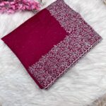 Elegant Soft Vichitra Saree with Embroidery Zari & Siroski Work - maroon
