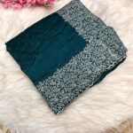 Elegant Soft Vichitra Saree with Embroidery Zari & Siroski Work - Navy Blue