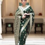 Elegant Banarasi Soft Silk Saree - Light Green