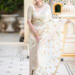 Elegant Banarasi Soft Silk Saree - White