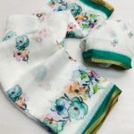 Fresh Arrival Linen Cotton Saree - Light Green