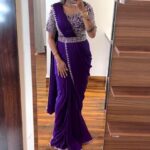 New Super Trending Ready-to-Wear Saree with Embroidery Cording Work Blouse - Blue
