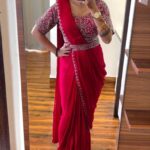 New Super Trending Ready-to-Wear Saree with Embroidery Cording Work Blouse - Red